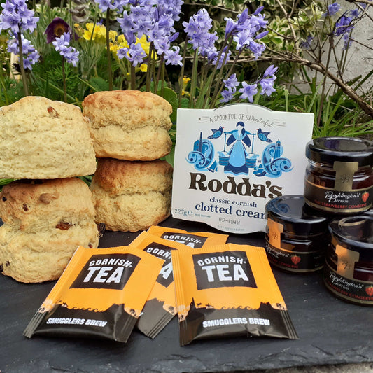 cream tea for two with fruit and plain scones