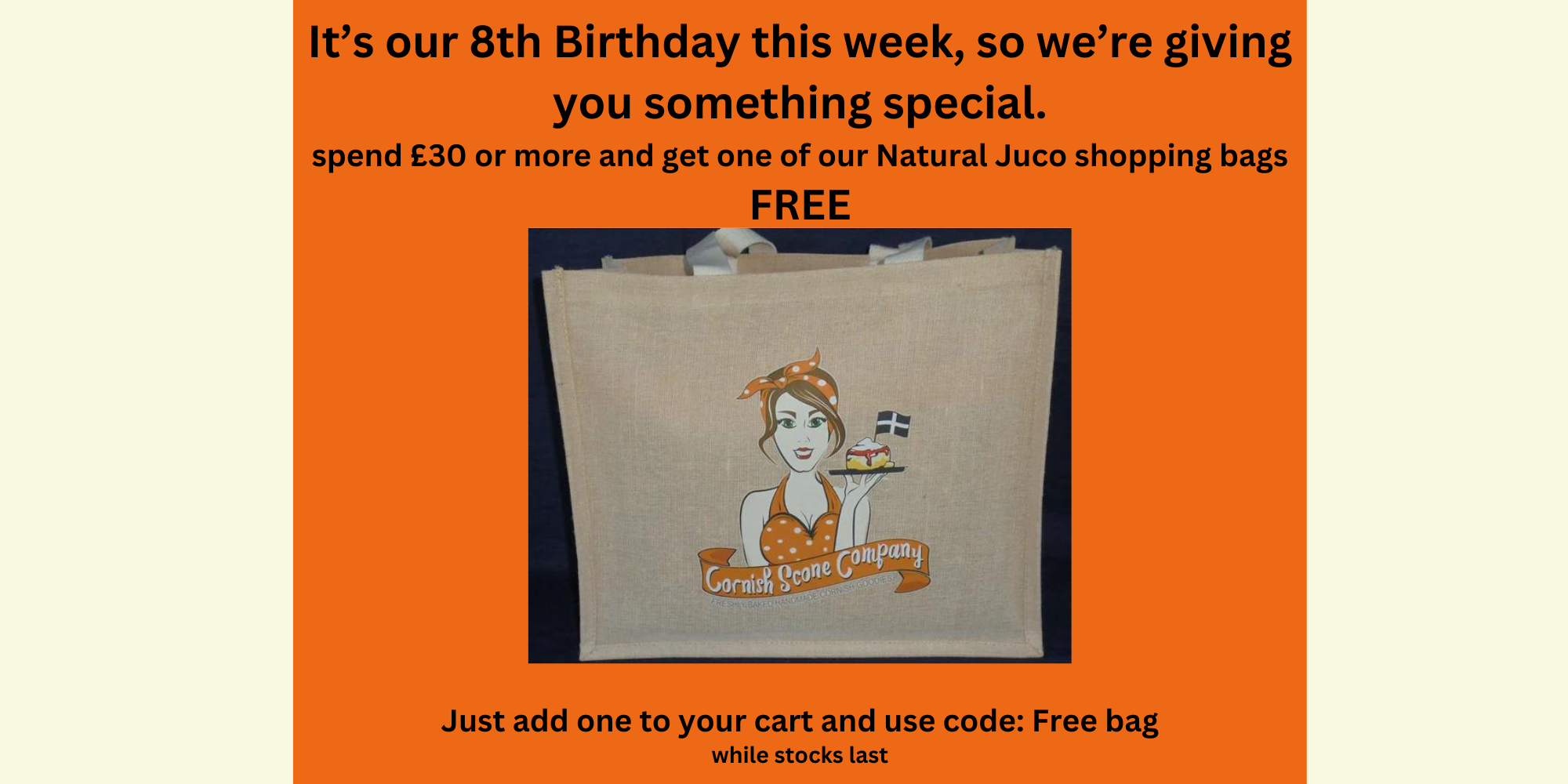 Free juco shopping bag when you spend £30 or more