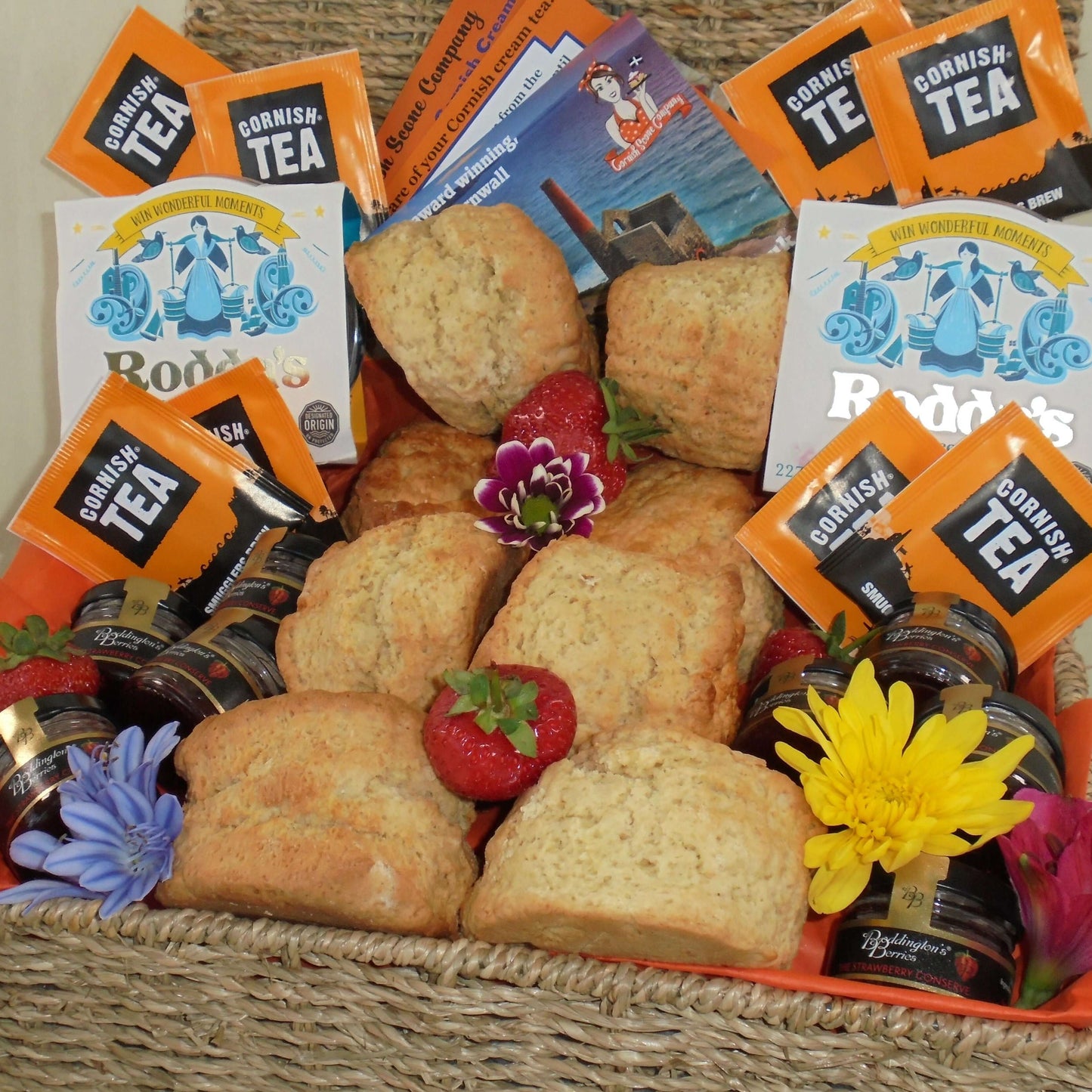 Cornish Cream Tea Hamper for Four  - with handmade, freshly baked scones - The Cornish Scone Company