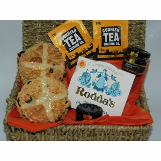 hot cross cornish cream tea hamper with our delicious hot cross scones - for one to four - from £20.95