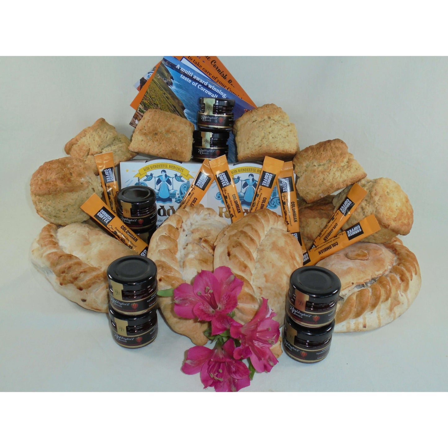 'Proper Job' for four - Cornish cream tea for 4 with 4 steak or cheese & onion pasties
