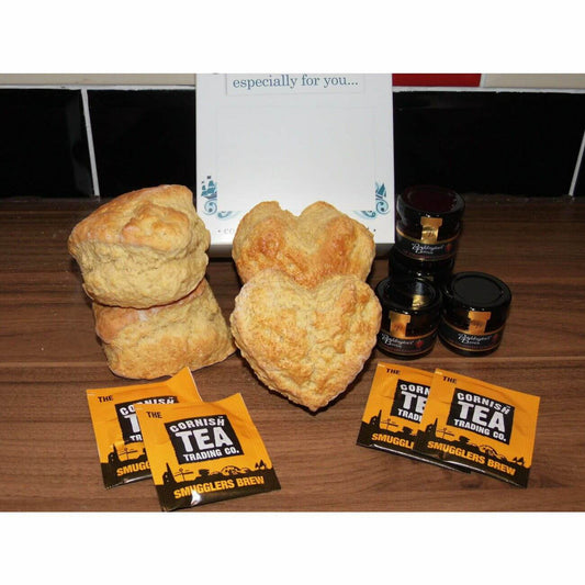 Rustic Valentines Cornish Cream tea for Two - with heart shaped scones - The Cornish Scone Company